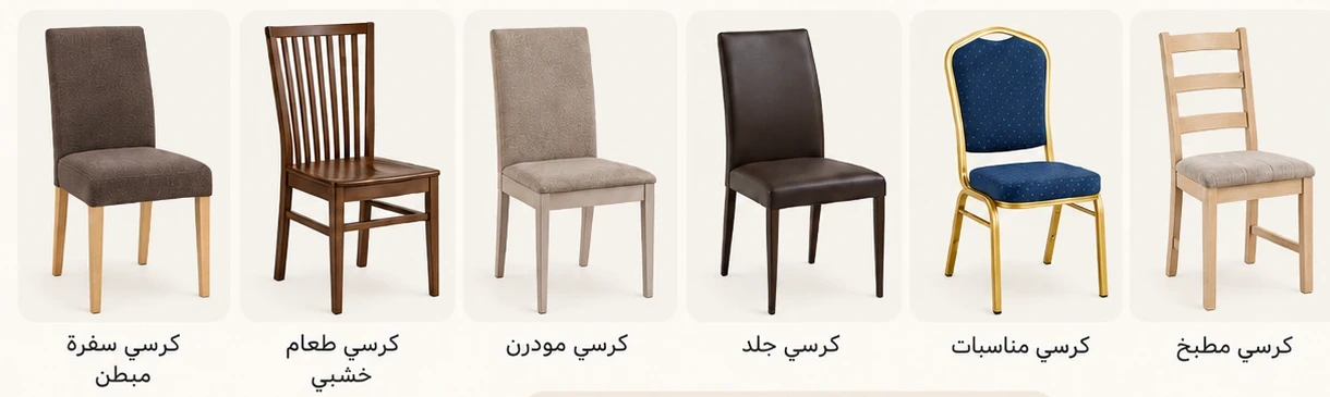 ستة أشكال مختلفة من الكراسي